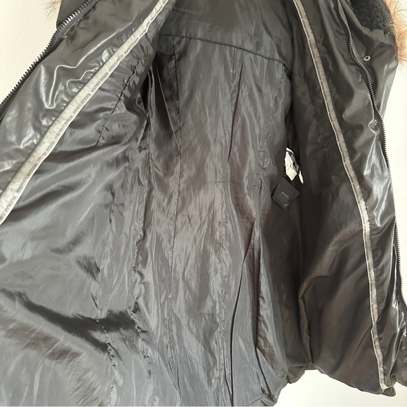 RUDSAK WINTER JACKET COAT Down Insulated Black Leather Trim Raccoon Fur Puffer S - Picture 10 of 12
